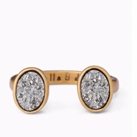 Stella & Dot Druzy Gold Relic Adjustable Ring S-M - Picture 3 of 5